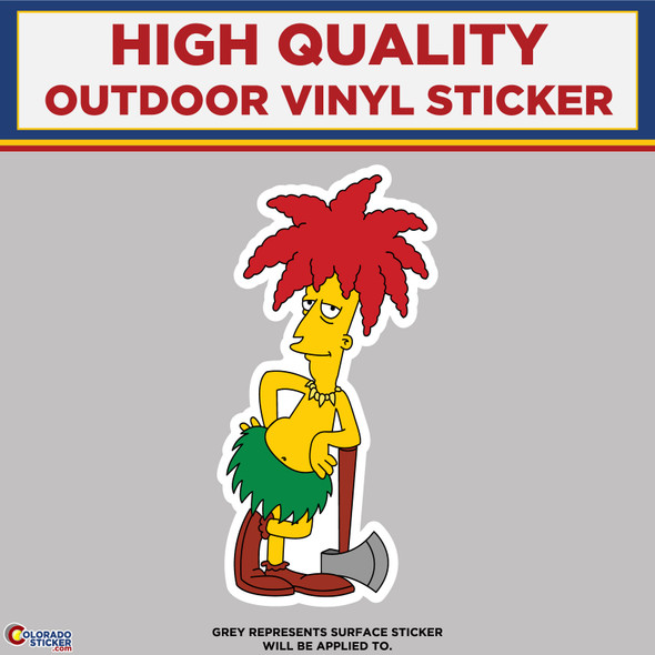 Side Show Bob with Axe From The Simpsons, High Quality Vinyl Stickers New Colorado Sticker