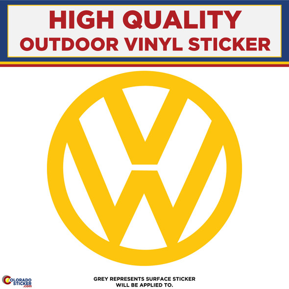 Volkswagen Logo Gold Yellow,  Die Cut High Quality Vinyl Stickers