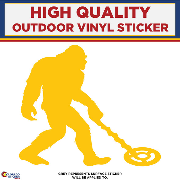 Big Foot with Metal Detector, Die Cut High Quality Vinyl Stickers