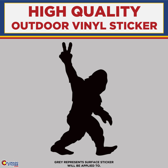 Big Foot with Peace sign, Die Cut High Quality Vinyl Stickers