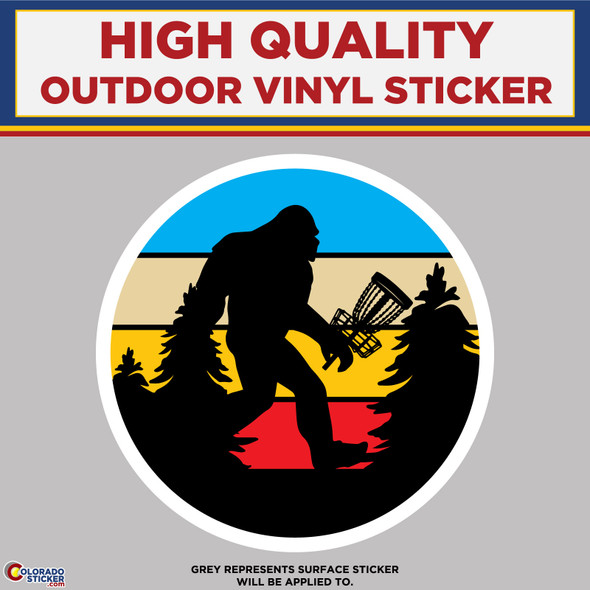 Big Foot with Frisbee Golf Basket, High Quality Vinyl Stickers