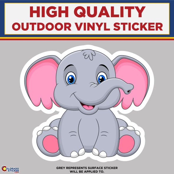 Sitting Baby Elephant, High Quality Vinyl Stickers