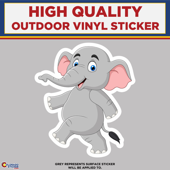 Walking Cute Elephant, High Quality Vinyl Stickers