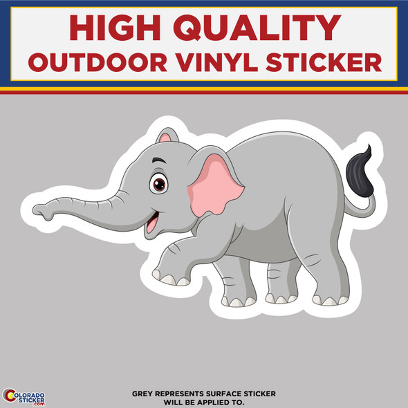 Baby Elephant Walking side view, High Quality Vinyl Stickers