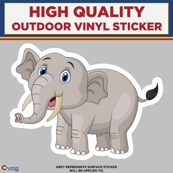 Blue Eyes Elephant, High Quality Vinyl Stickers