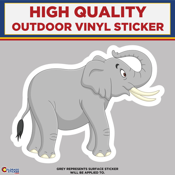 Cartoon side view Elephant, High Quality Vinyl Stickers