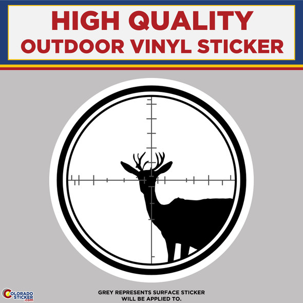 Hunting Deer In Scope, High Quality Vinyl Sticker Decals