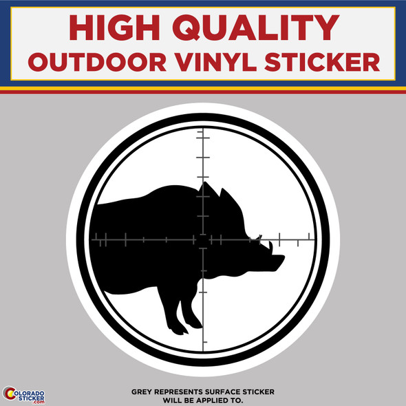 Hunting Hog In Scope, High Quality Vinyl Sticker Decals