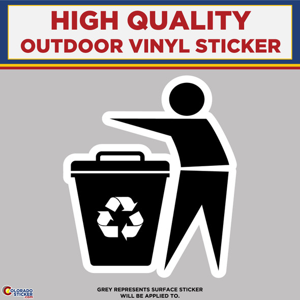 Person Throwing Away Trash Can Waste Basket, High Quality Vinyl Stickers