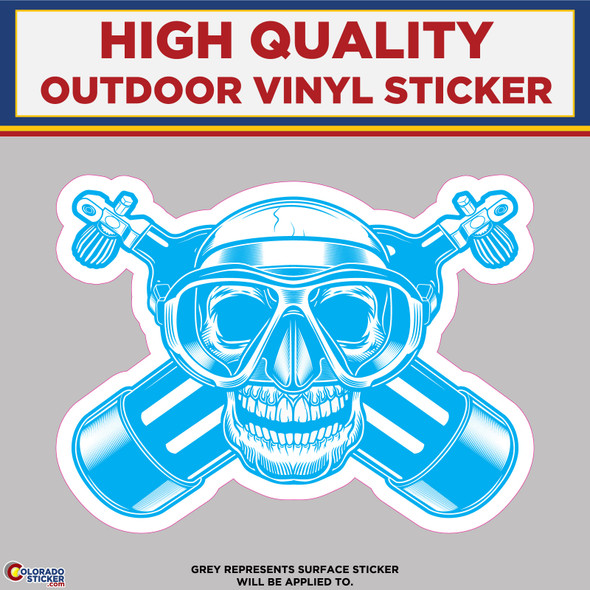 Scuba Mask Skull Blue, High Quality Vinyl Stickers