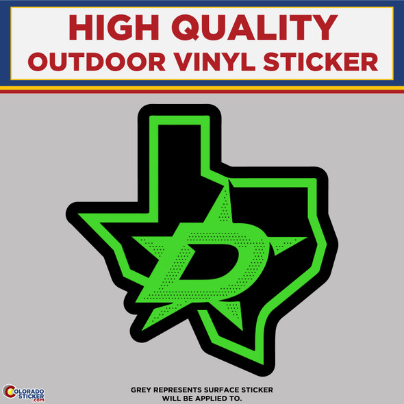 Neon Green Dallas Stars,  High Quality Vinyl Stickers