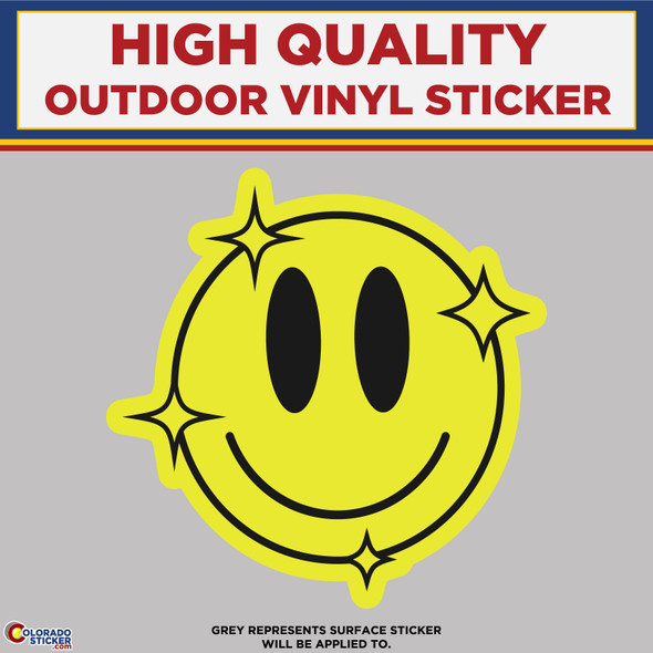 Smiley Face Sparkling, High Quality Vinyl Stickers