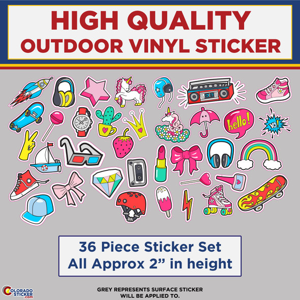 Girly Sticker Sheet, High Quality Vinyl Stickers