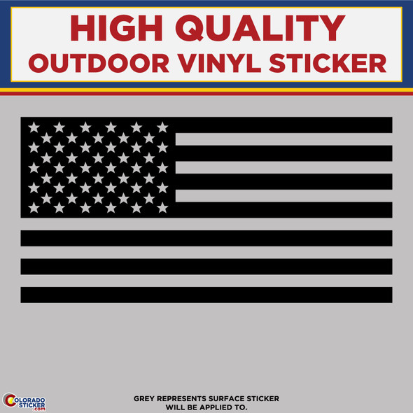 Standard matte black American flag die cut vinyl sticker