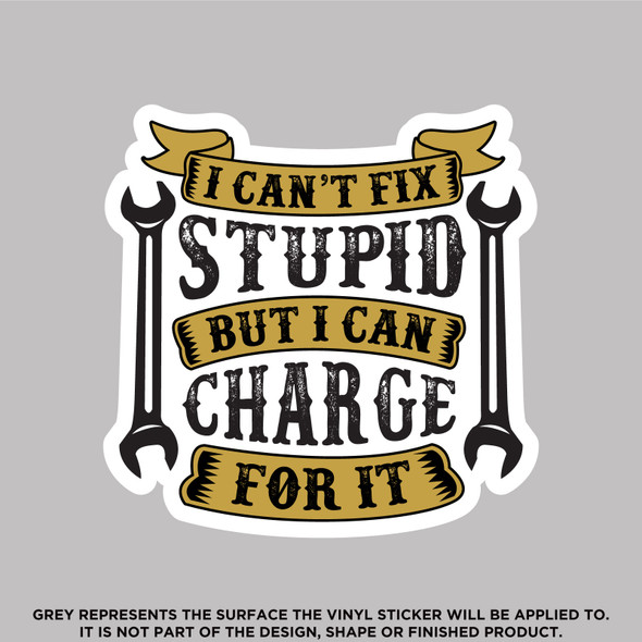 I can't fix stupid but I can charge for it, High Quality Vinyl Stickers