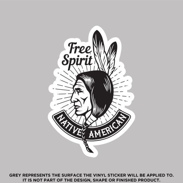 Free Spirit Native American, High Quality Vinyl Stickers