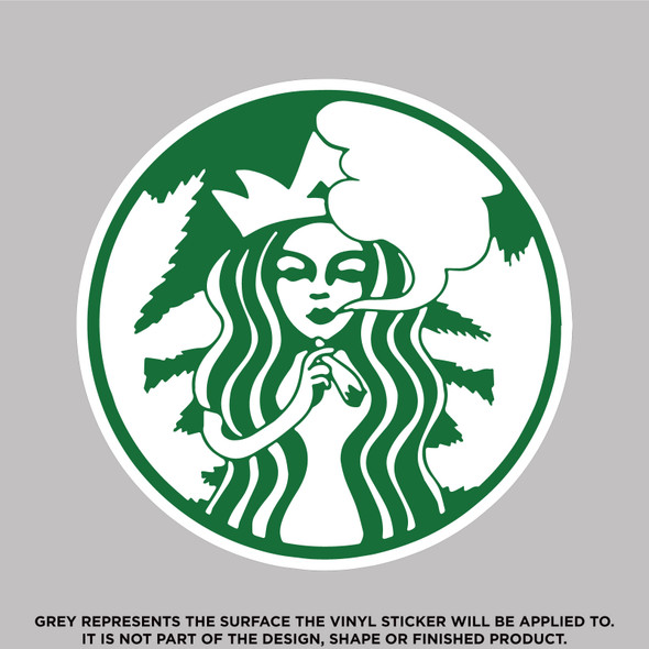 Joke Starbucks logo smoking weed parody vinyl sticker decal