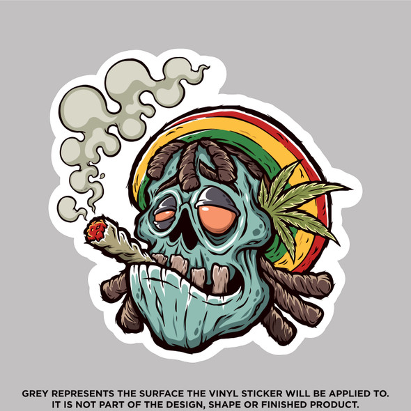 Stoned zombie smoking a joint vinyl sticker decal