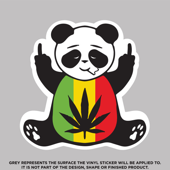 Stoner panda bear flipping off smoking weed vinyl sticker decal