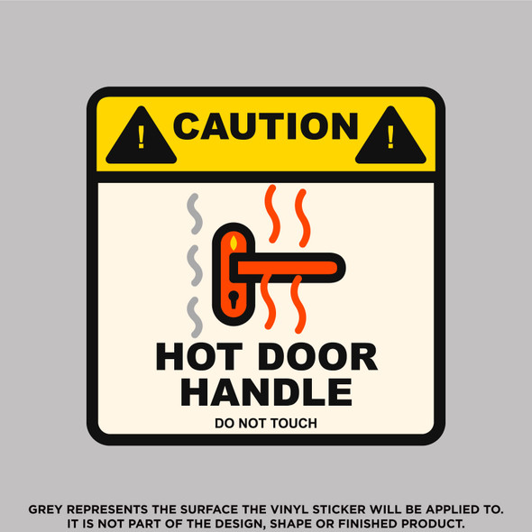 Hot door handle caution warning vinyl decal sticker
