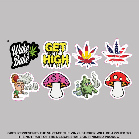 Wake & Bake, Trippy Mushrooms & Cannabis Flag Sticker Sheet