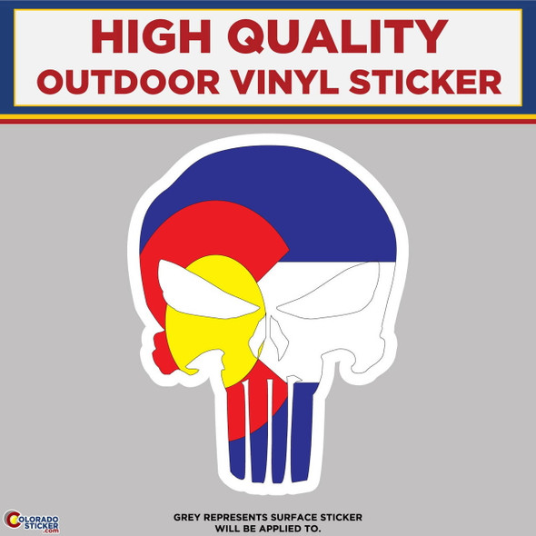 The Punisher With Colorado Flag Pattern, High Quality Vinyl Stickers
