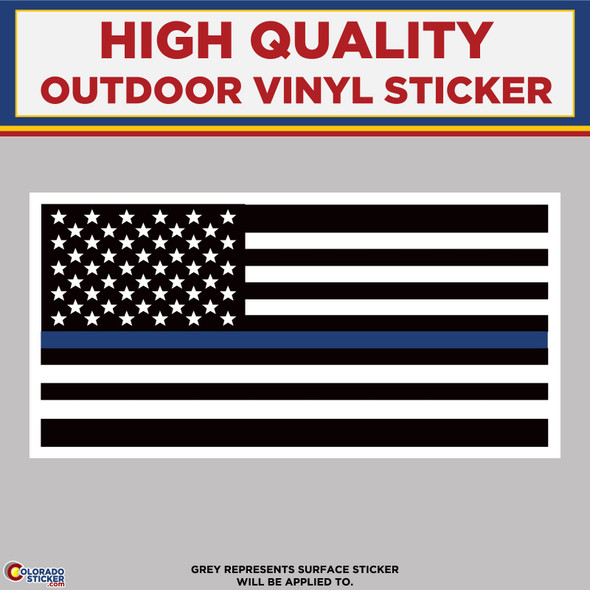 Thin Blue Line American Flag, High Quality Vinyl Stickers New Colorado Sticker