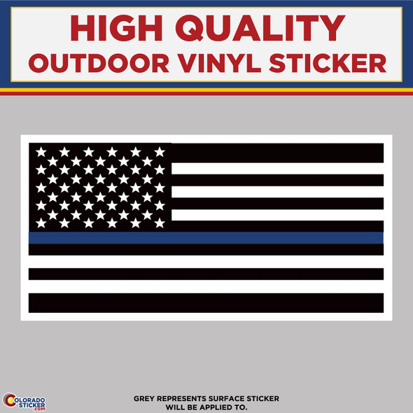 Thin Blue Line American Flag, High Quality Vinyl Stickers