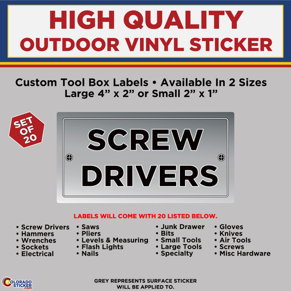 Tool Box Labels Organizer, High Quality Vinyl Sticker Set New Colorado Sticker