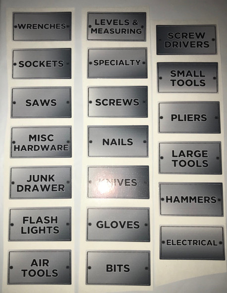 Custom Tool box garage organization labels Set of 20 vinyl sticker decals - Colorado Sticker