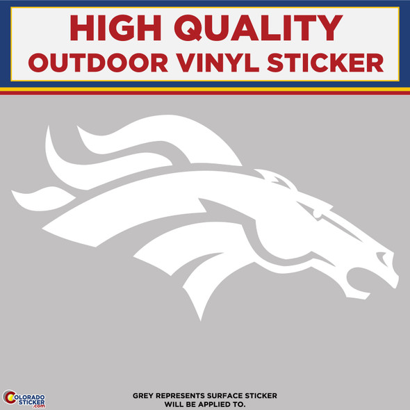 Denver Bronco White Die Cut Horse Head, High Quality Vinyl Sticker Decal