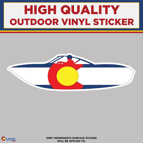 Speedboat With Colorado Flag Pattern, High Quality Vinyl Stickers New Colorado Sticker