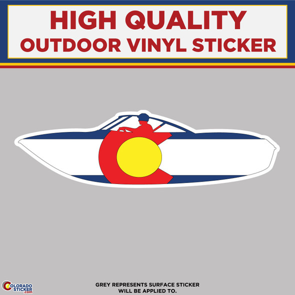 Speedboat With Colorado Flag Pattern, High Quality Vinyl Stickers