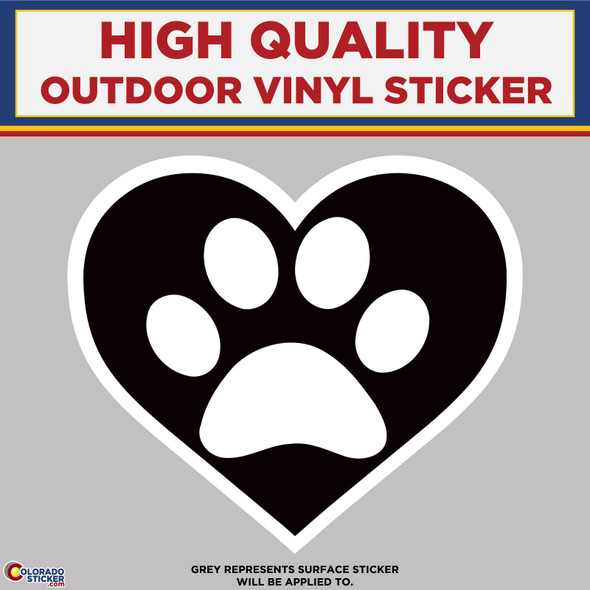 Dog Paw Heart, Animal Lover, High Quality Vinyl Stickers