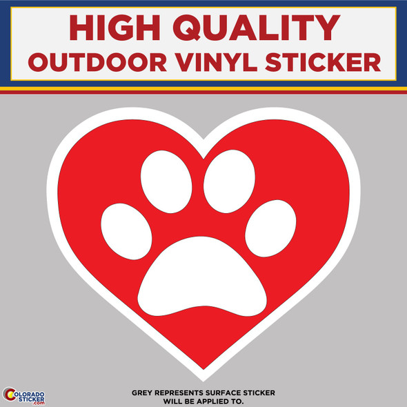 Dog Paw Heart, Animal Lover, High Quality Vinyl Stickers