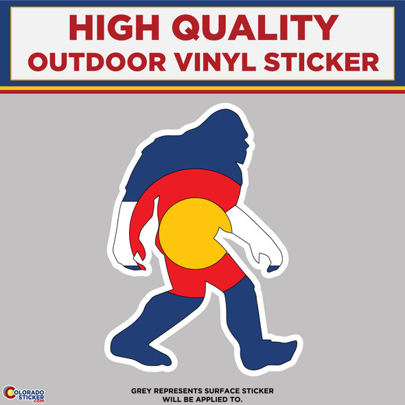 Bigfoot With Colorado Flag Design, Vinyl High Quality Vinyl Stickers
