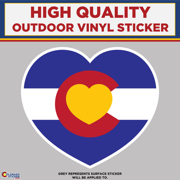 Love Colorado Heart With Colorado Flag, High Quality Vinyl Stickers