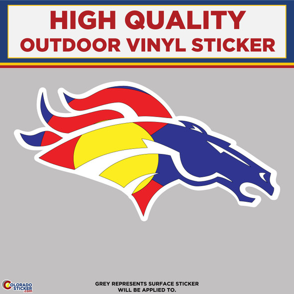 Broncos Colorado Flag Design Without White, High Quality Vinyl Stickers New Colorado Sticker