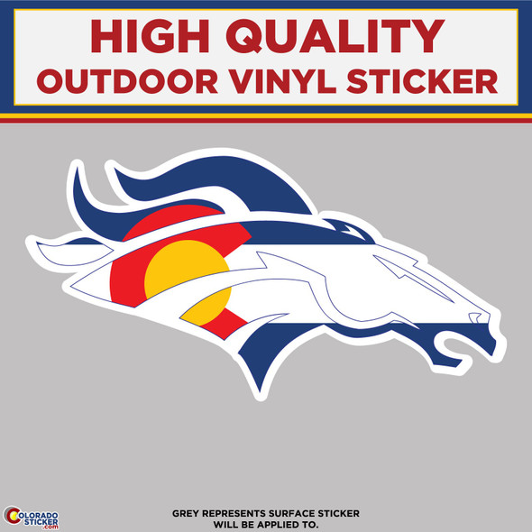 Denver Bronco Horse with Colorado Flag Design, High Quality Vinyl Stickers physical New Shop All Stickers Colorado Sticker