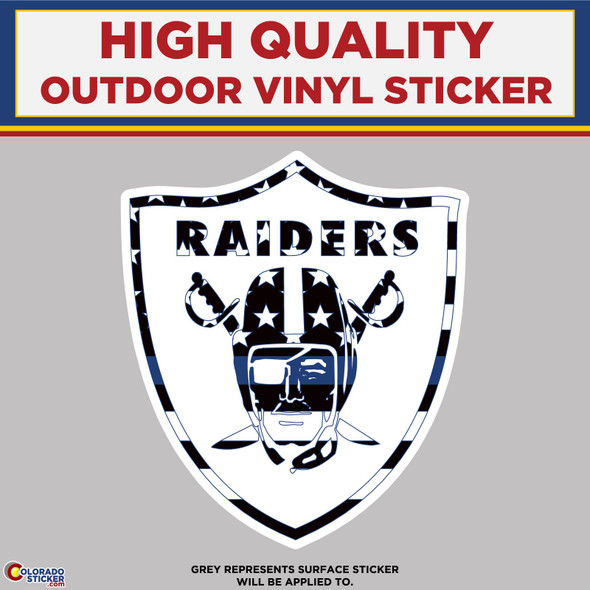 Raiders Thin Blue Line, High Quality Vinyl Stickers New Colorado Sticker