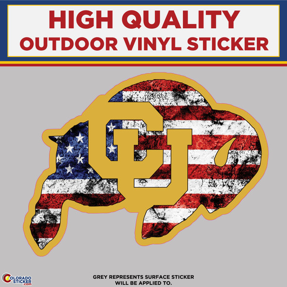 Colorado Buffaloes American Flag Design, High Quality Vinyl Stickers New Colorado Sticker