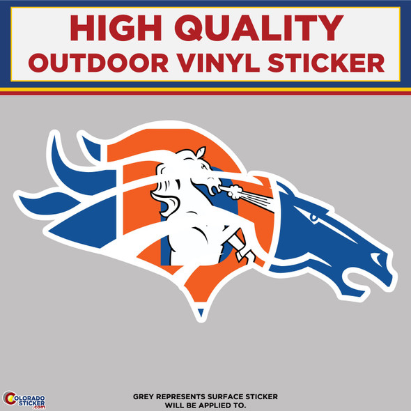Denver Broncos Old School D Inside Horse Head, High Quality Vinyl Stickers