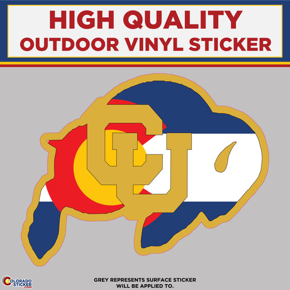 Buffaloes With Colorado Flag Design, High Quality Vinyl Stickers