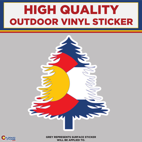 Colorado Flag Pine Tree, High Quality Vinyl Stickers