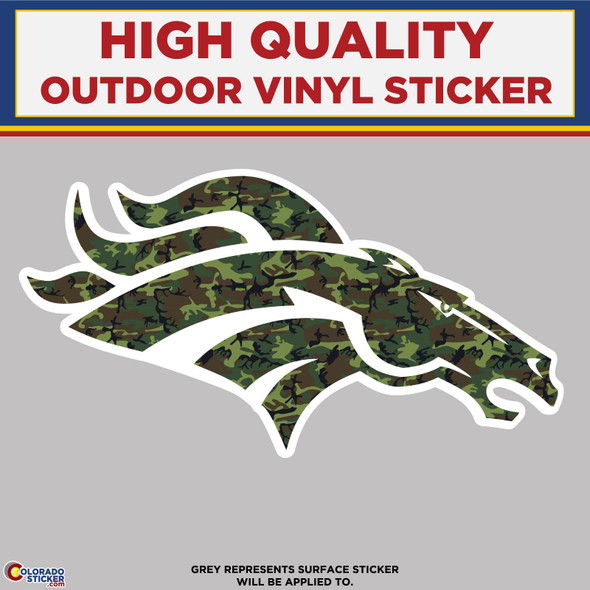 Bronco Horse Head With Camouflage Pattern, High Quality Vinyl Stickers