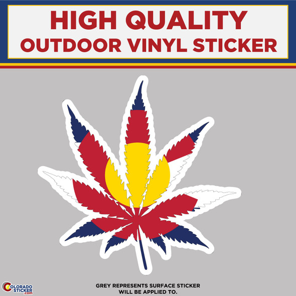 Colorado Flag Pot Leaf, High Quality Vinyl Stickers