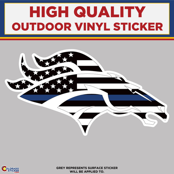 Broncos Thin Blue Line Horse Head, High Quality Vinyl Stickers