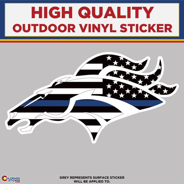 Broncos Thin Blue Line Horse Head, High Quality Vinyl Stickers