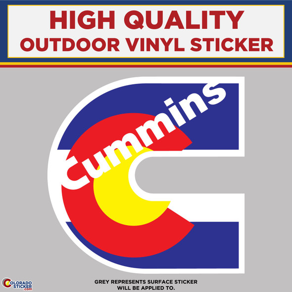 Cummins Colorado Flag, High Quality Vinyl Stickers New Colorado Sticker