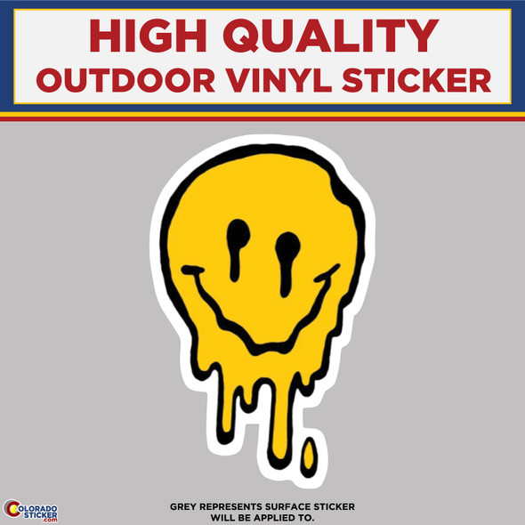 Melting Smiley Face, High Quality Vinyl Stickers physical New Shop All Stickers Colorado Sticker